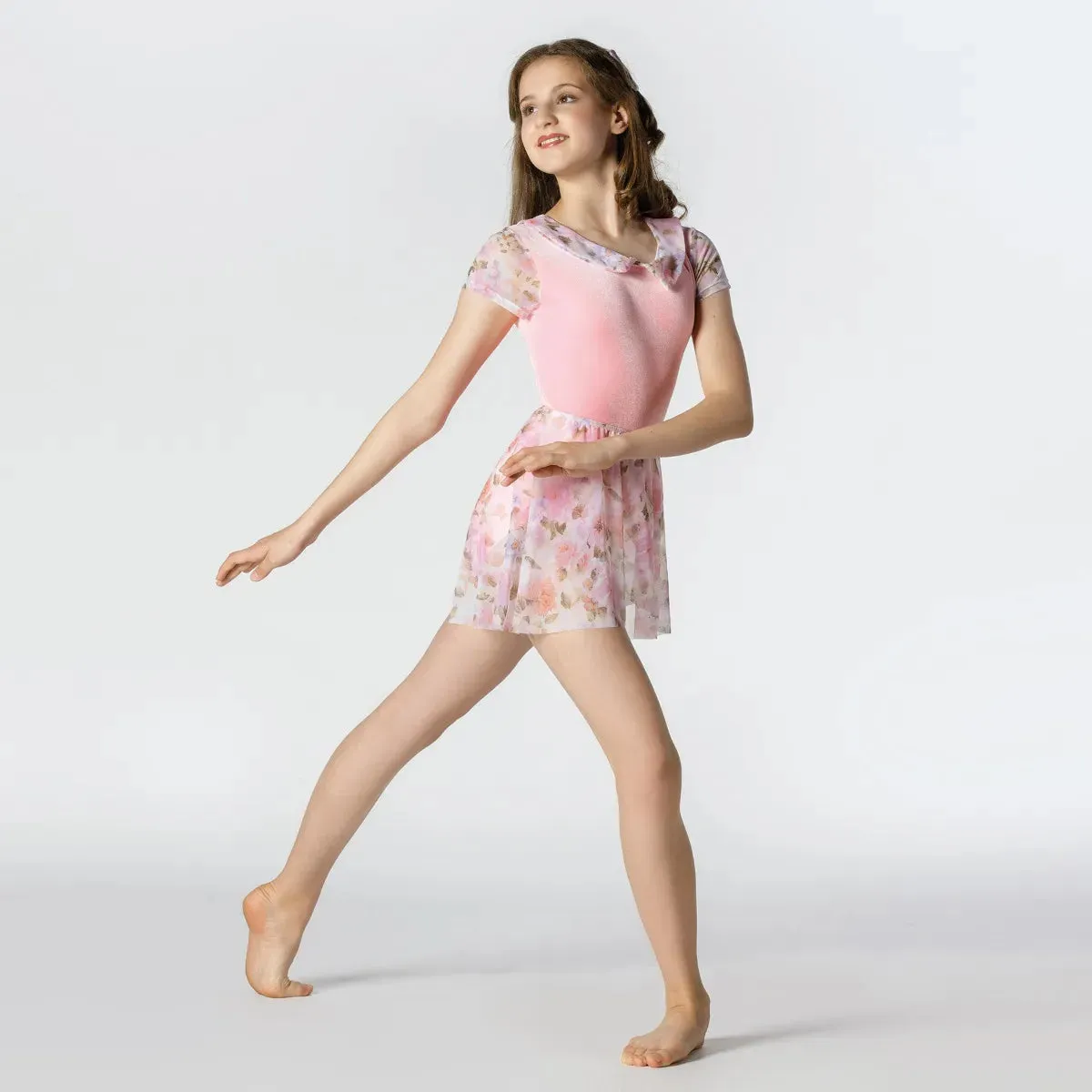 1st Position Velvet Leotard with Contrasting Sleeves/Collar and Separate Skirt