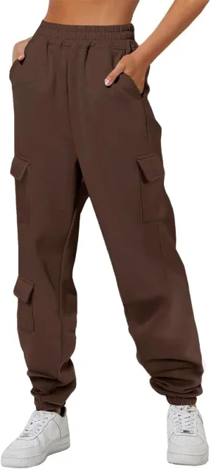 Aleumdr Womens Sweatpants Cargo Joggers Baggy Sweat Fall Pants Athletic Cotton Fleece Lined Casual Pants with Pockets