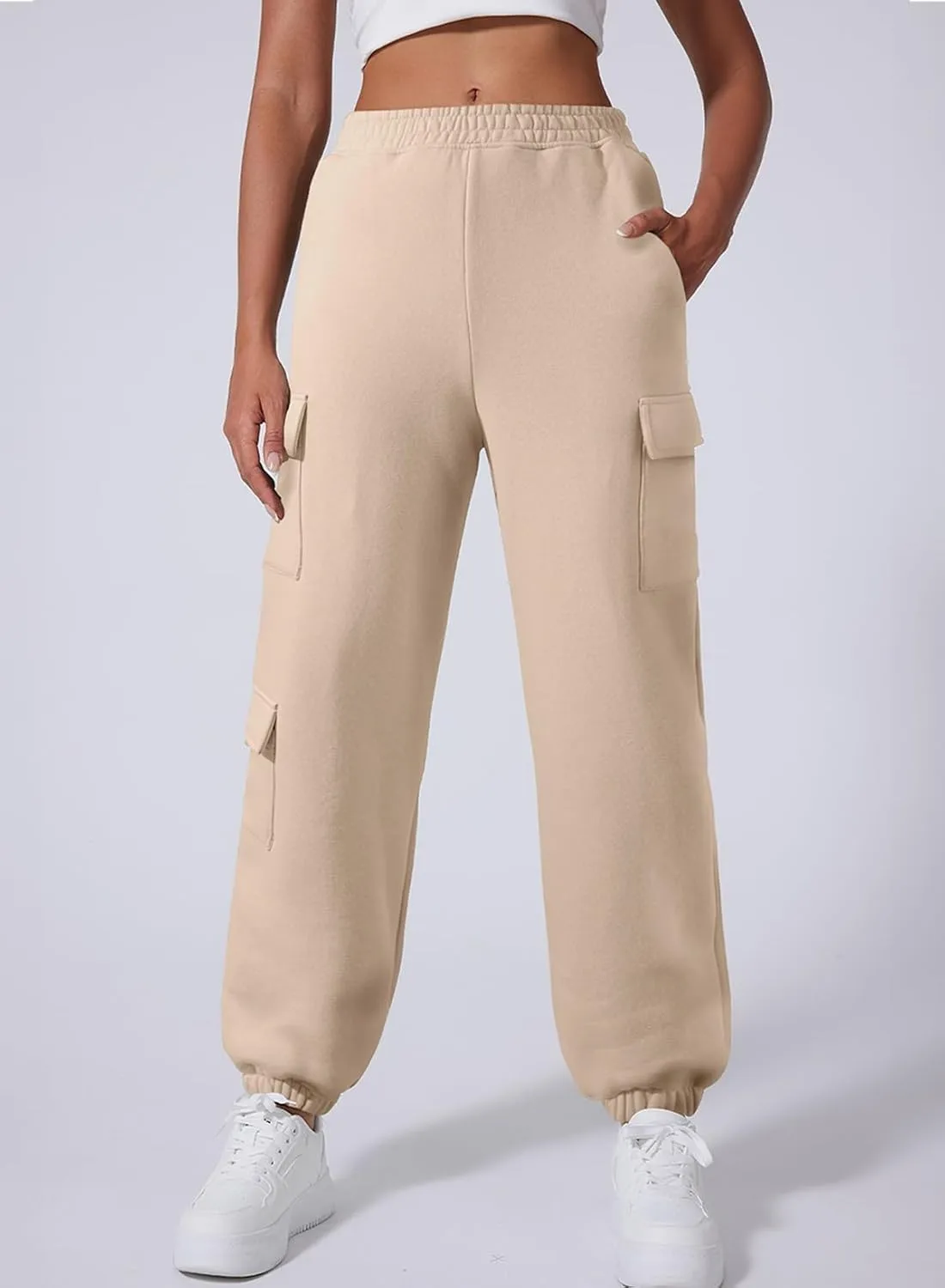 Aleumdr Womens Sweatpants Cargo Joggers Baggy Sweat Fall Pants Athletic Cotton Fleece Lined Casual Pants with Pockets