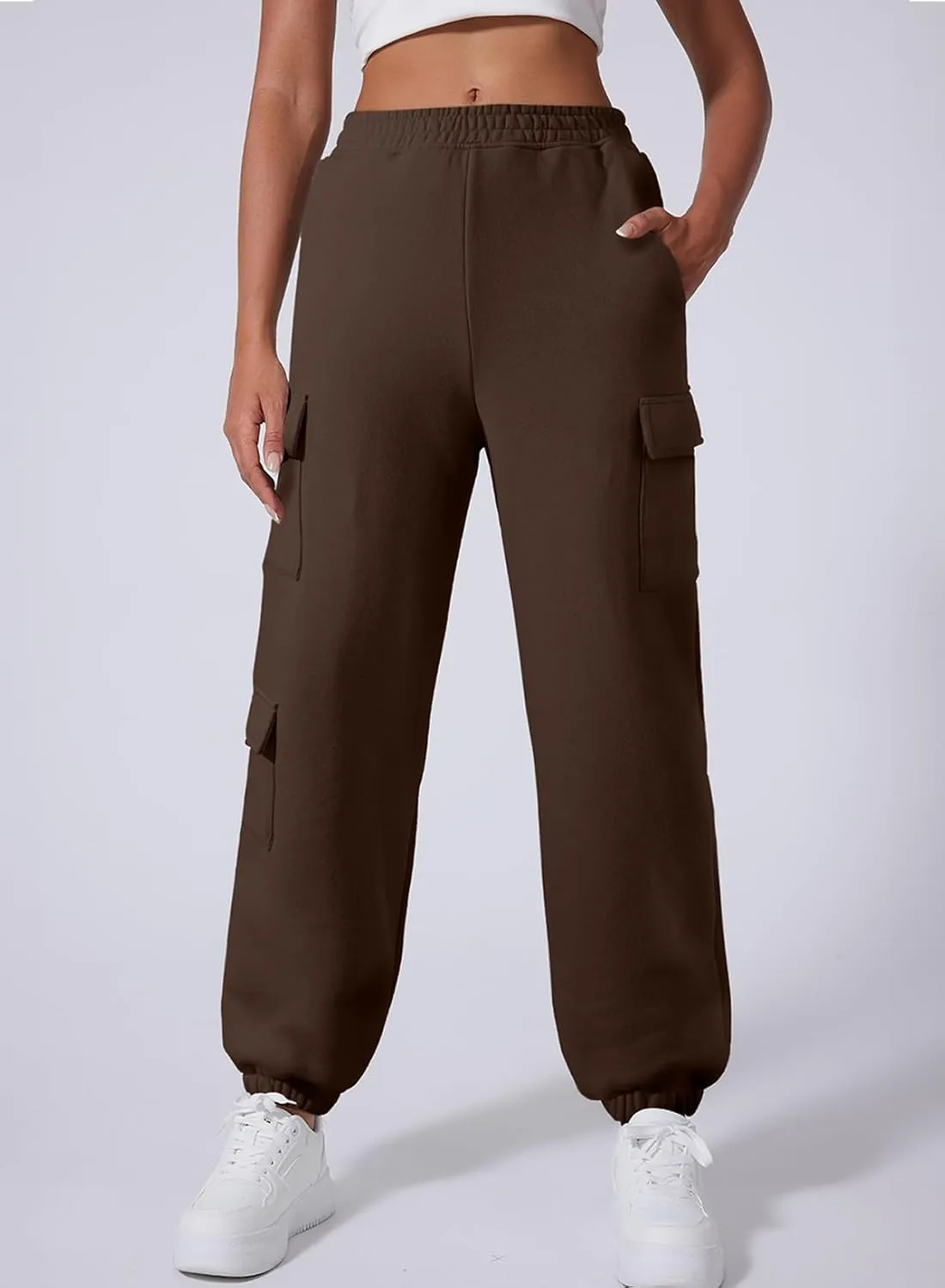 Aleumdr Womens Sweatpants Cargo Joggers Baggy Sweat Fall Pants Athletic Cotton Fleece Lined Casual Pants with Pockets