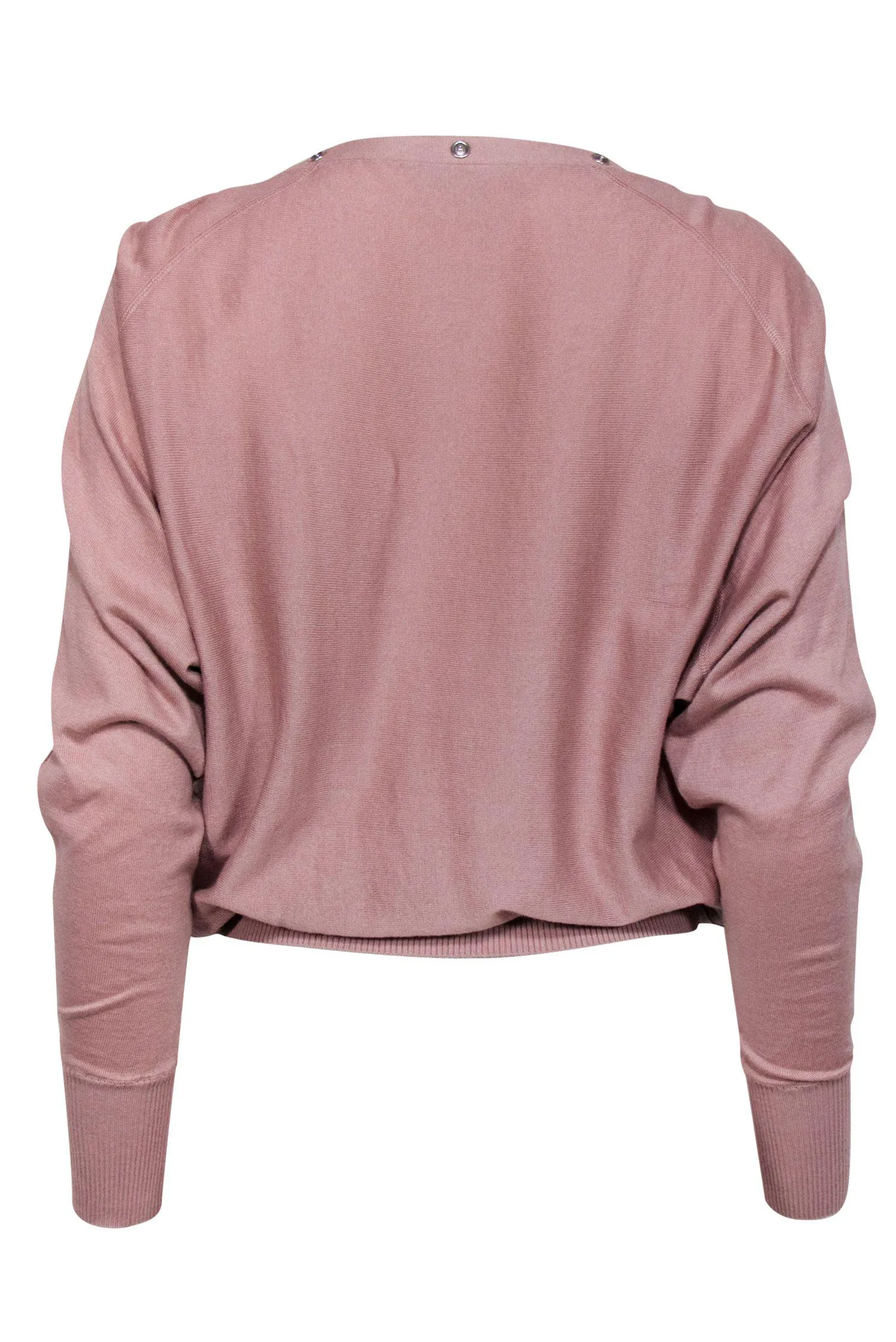 All Saints - Mauve Dolman Sleeve Sweater w/ Silver Snap Trim Sz XS
