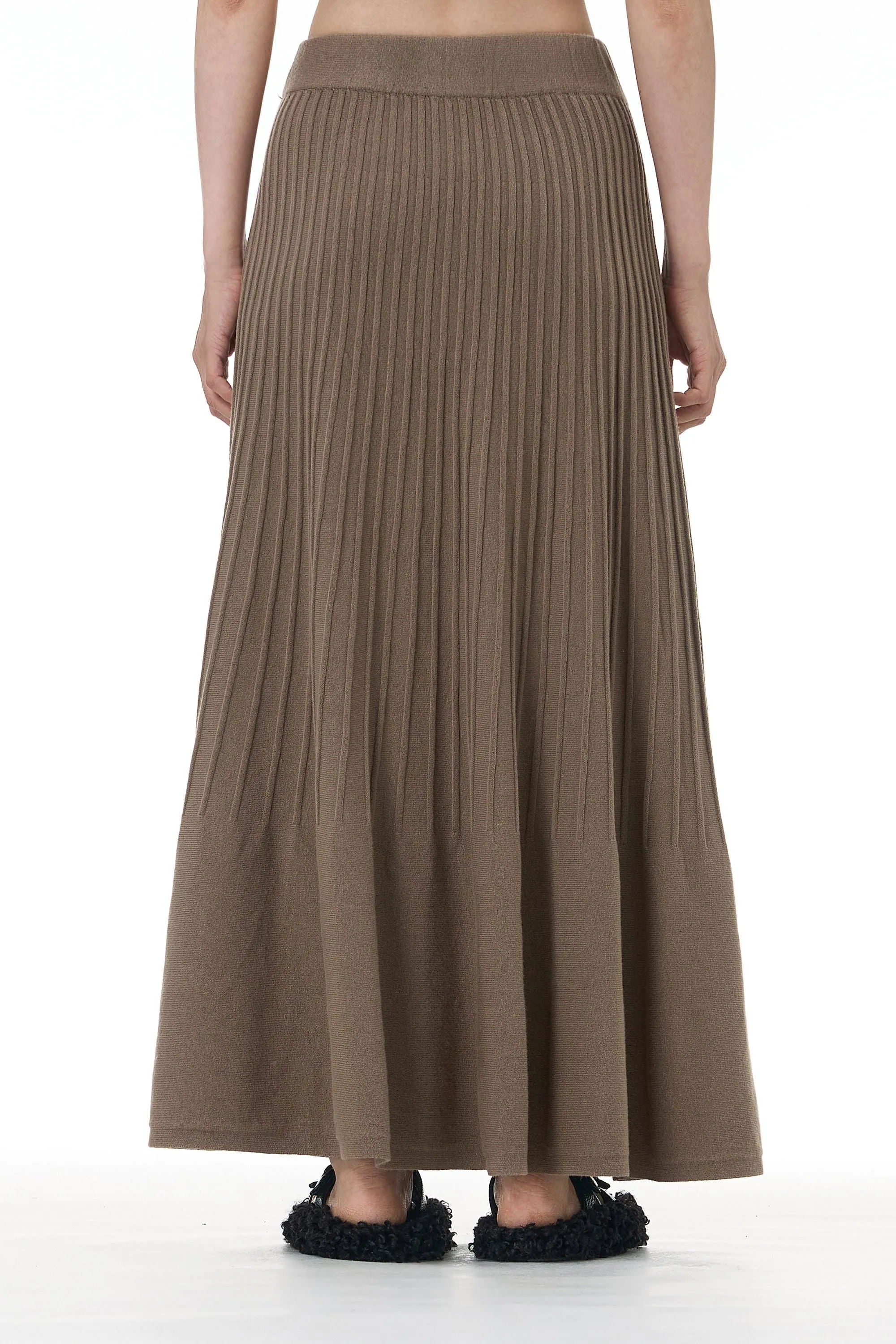 Almond Beige Knitted Skirt Co Ord