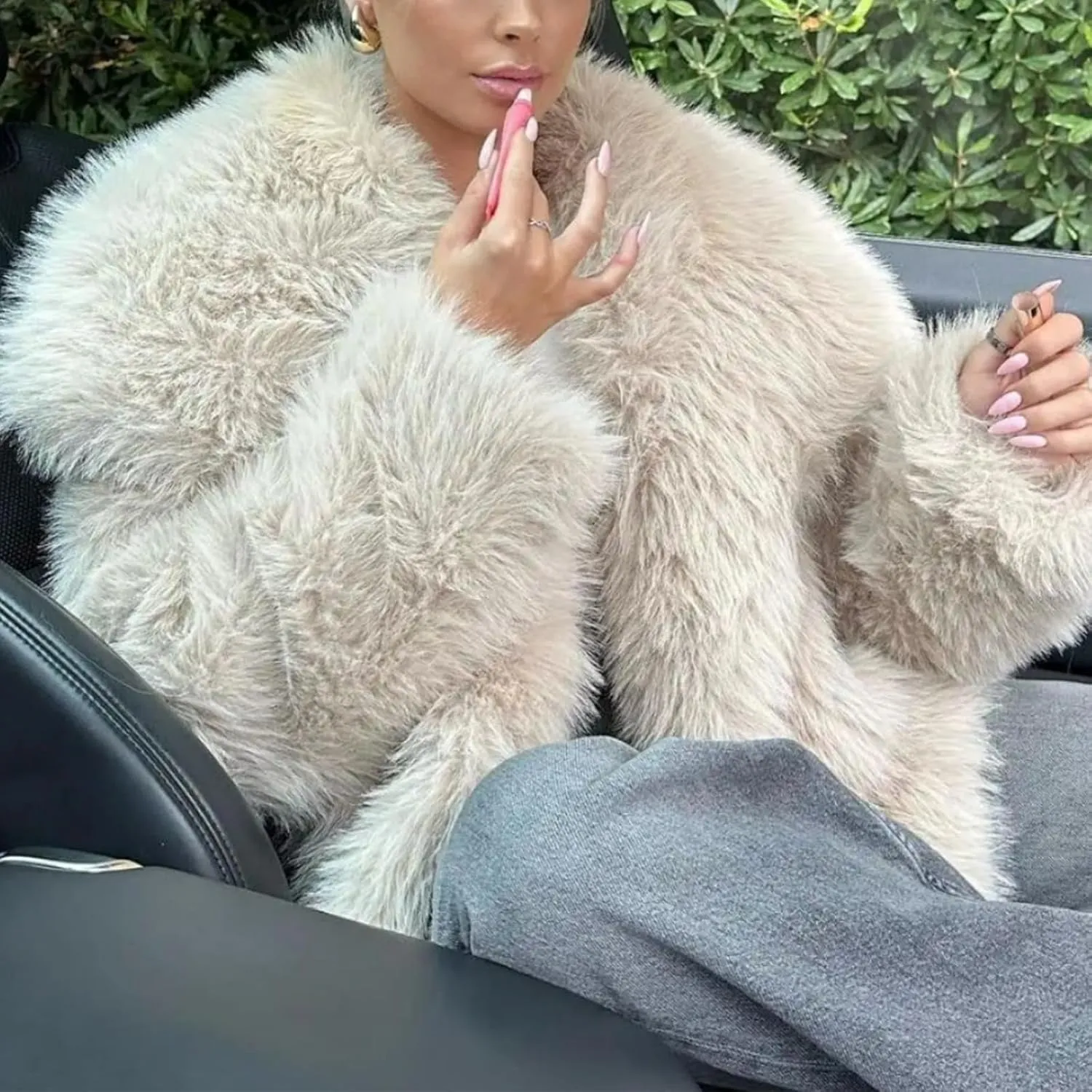 Arssm Womens Fluffy Coat Faux Fur Cardigan Jacket Long Sleeve Lapel Faux Fur Coat Outwear Warm Winter
