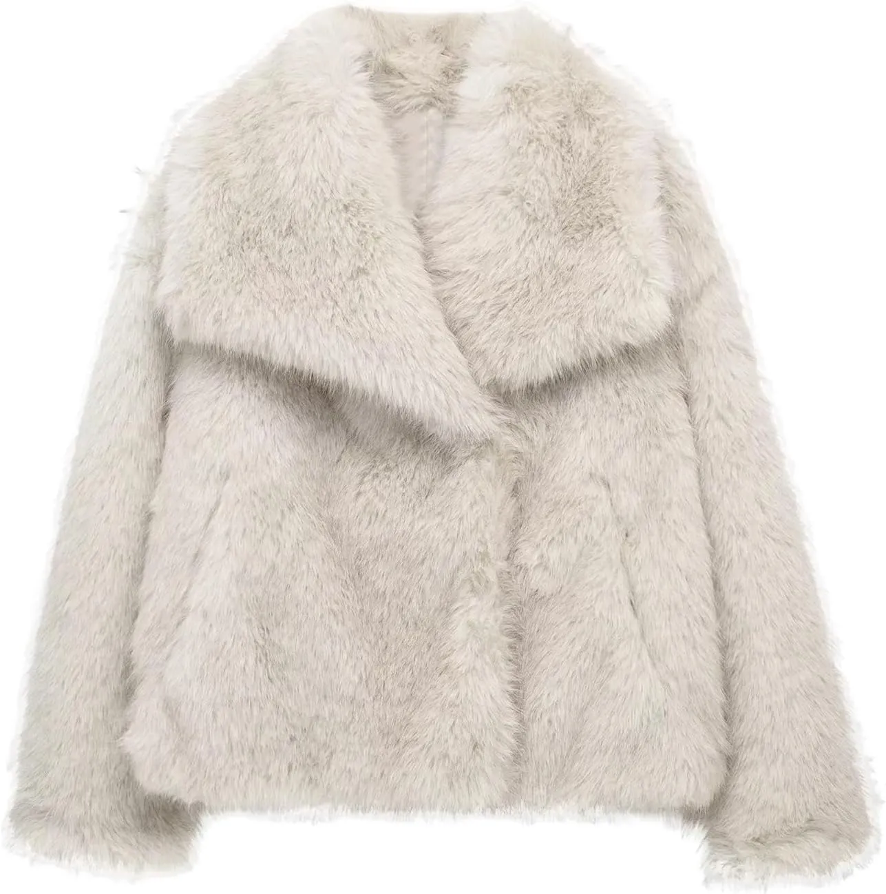 Arssm Womens Fluffy Coat Faux Fur Cardigan Jacket Long Sleeve Lapel Faux Fur Coat Outwear Warm Winter