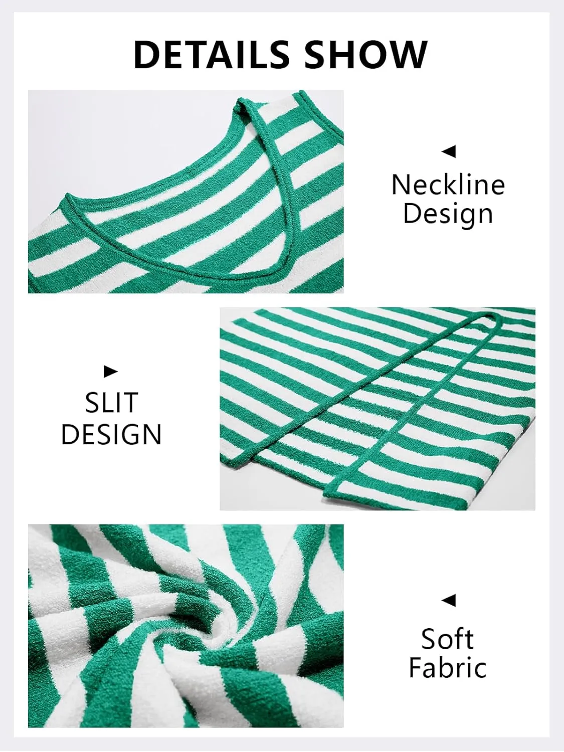Cicy Bell Womens Summer Striped Two Piece Skirt Set Sleeveless Cropped Tank Top and Slit Midi Skirts Knit Sweater Sets