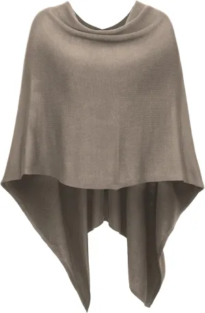 DJT Womens Solid Knit Short Asymmetric Wrap Poncho Topper