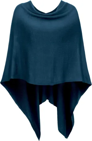 DJT Womens Solid Knit Short Asymmetric Wrap Poncho Topper