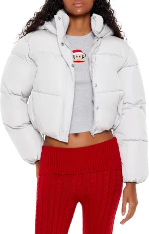Forever 21 Women's Hooded Cropped Puffer Jacket