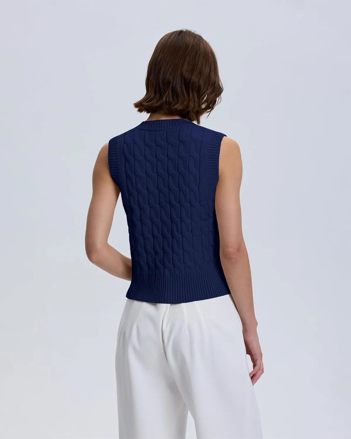 Locachy Women's V Neck Sleeveless Cable Knit Sweater Vest Soft 2025 Summer Button Front Cardigan Tank Tops