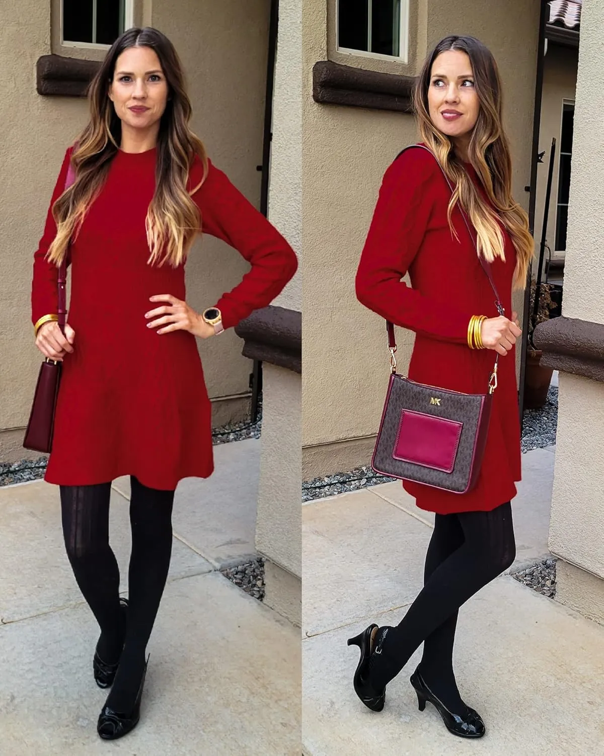 luvamia Sweater Dress for Women Cable Knit Ribbed A-Line Short Fitted Pullover Sweaters Dresses Fall Winter
