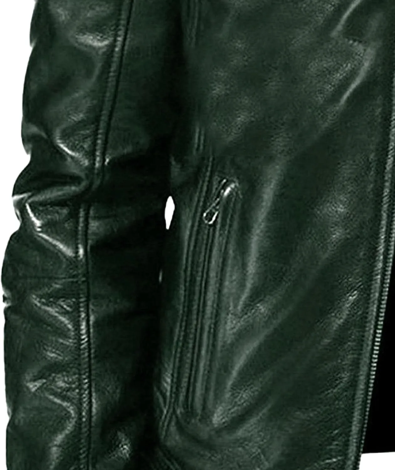 Men's Casual Leather Jacket Motorcycle Lightweight PU Outwear Stand Collar Bomber Leather Jacket