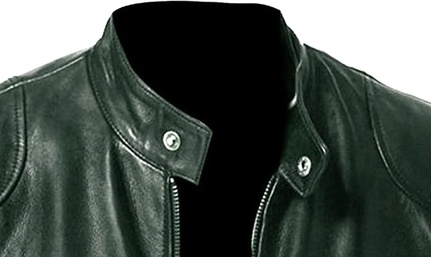 Men's Casual Leather Jacket Motorcycle Lightweight PU Outwear Stand Collar Bomber Leather Jacket