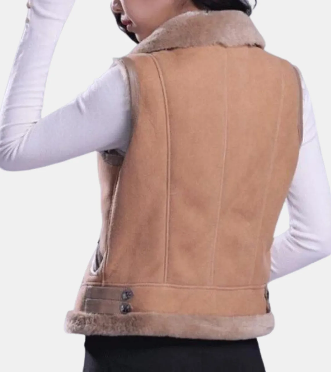 Parnell Women's Beige Shearling Suede Leather Vest