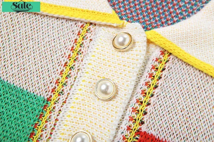 Patchwork Polo Set with Skirt for Artistic Souls Knit Outfit