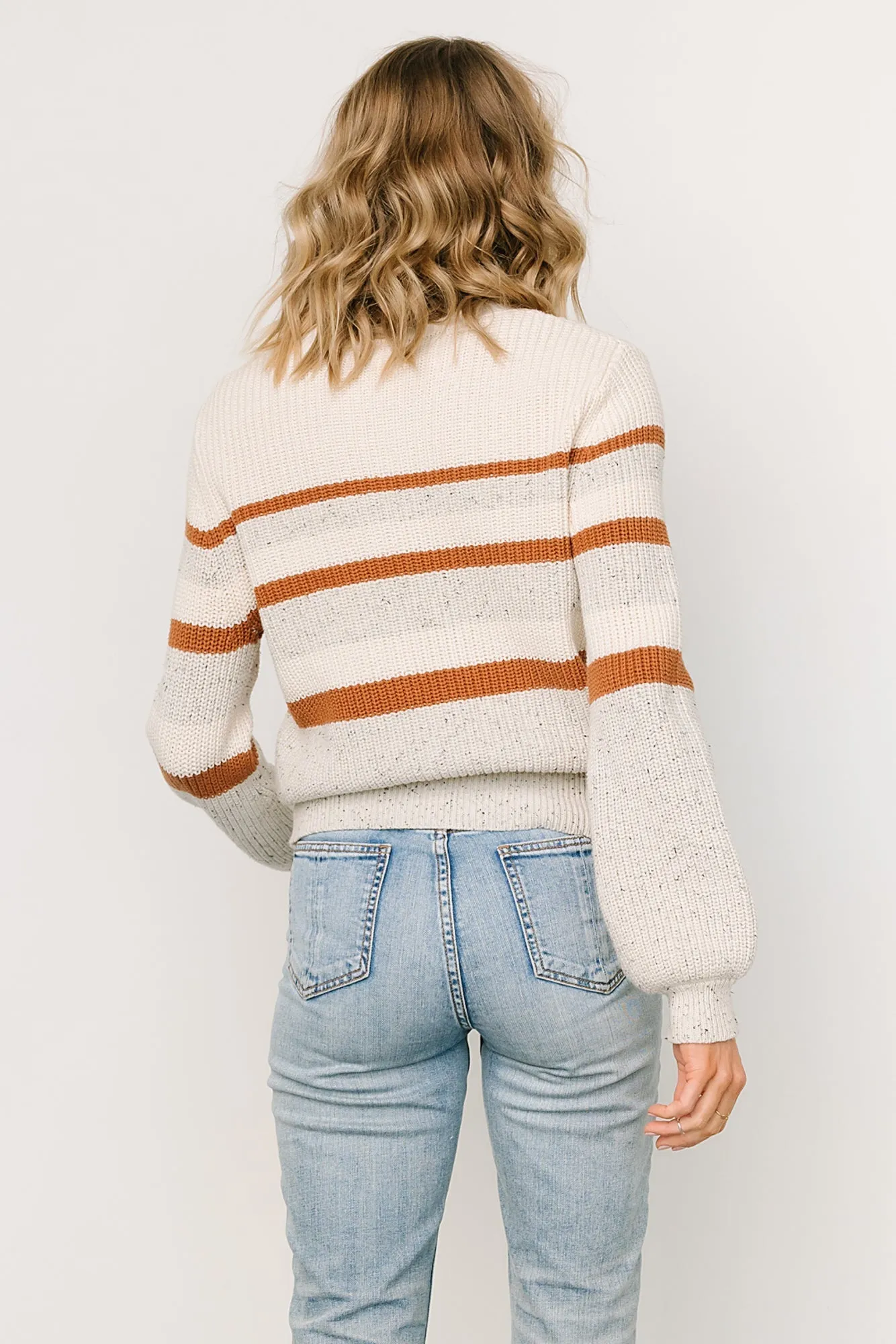 Peyton Striped Sweater | Cream   Camel