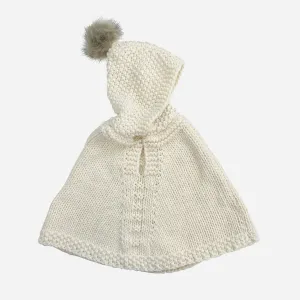 Poncho with hood, Cream