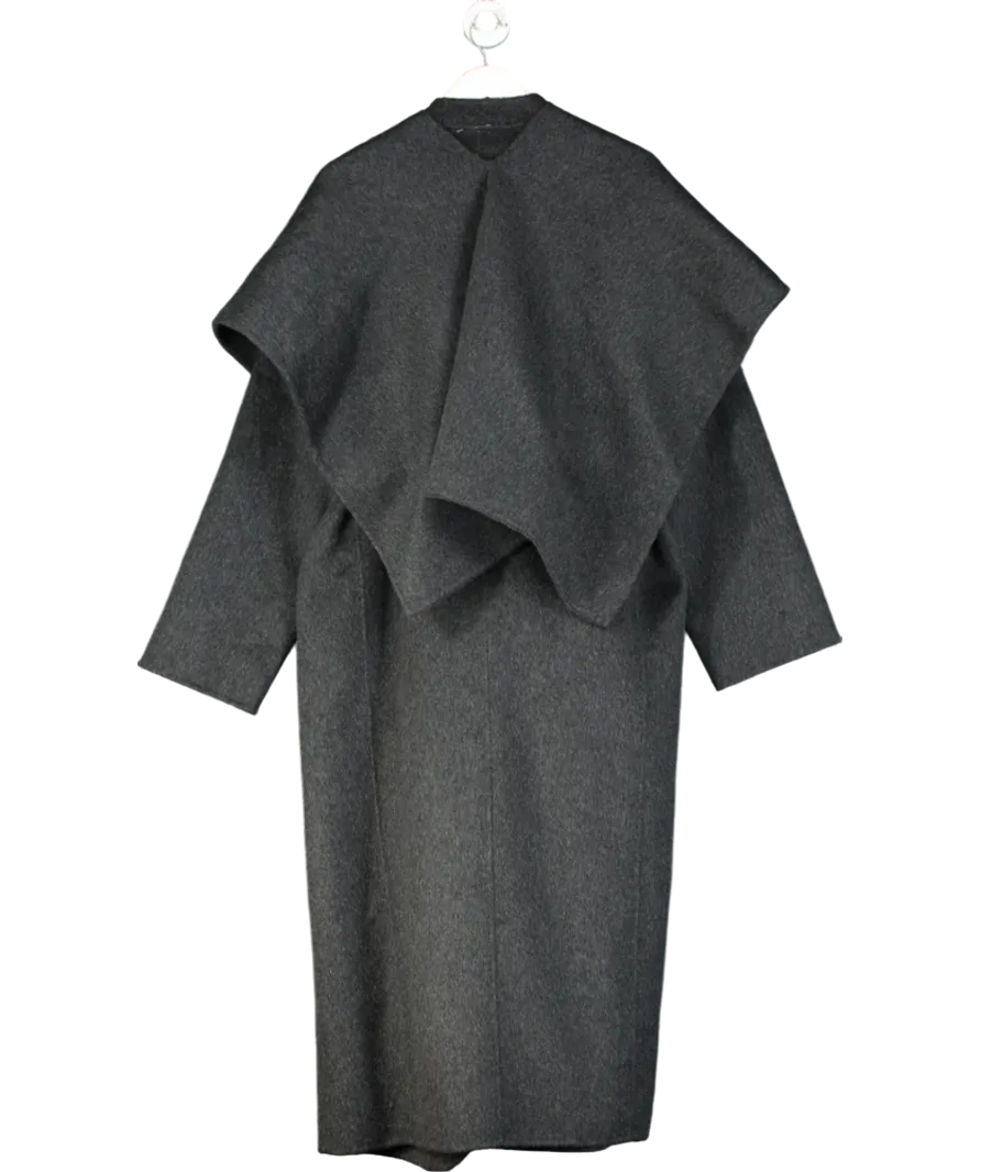 Saison Grey 100% Wool Scarf Coat In Plum One Size