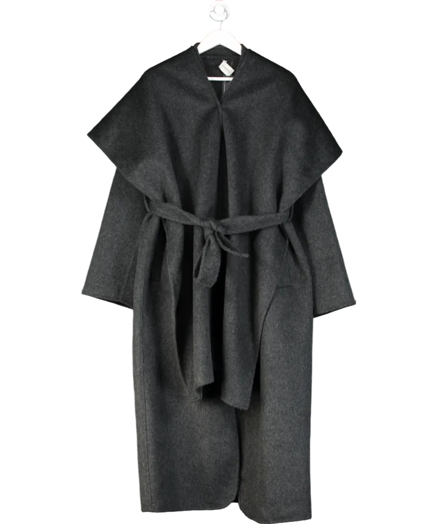 Saison Grey 100% Wool Scarf Coat In Plum One Size