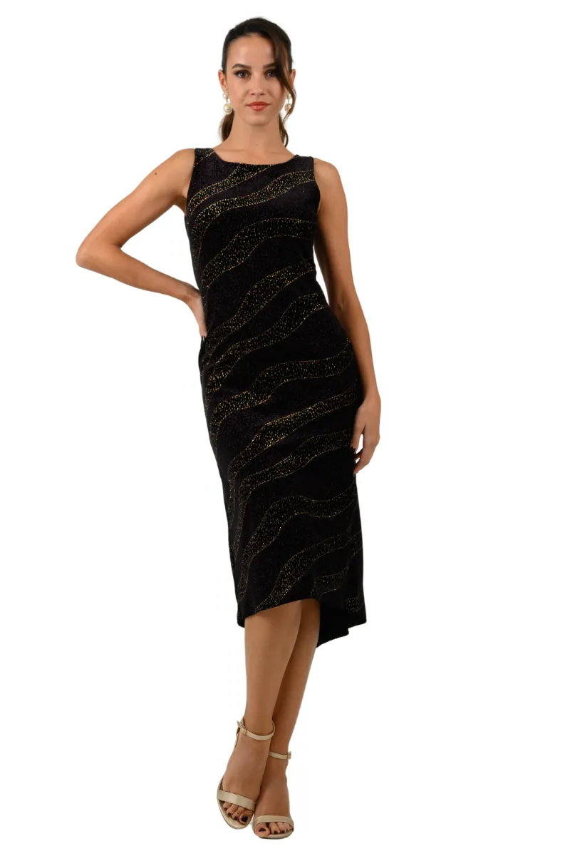 Sparkling Keyhole Back Black Velvet Fishtail Dress