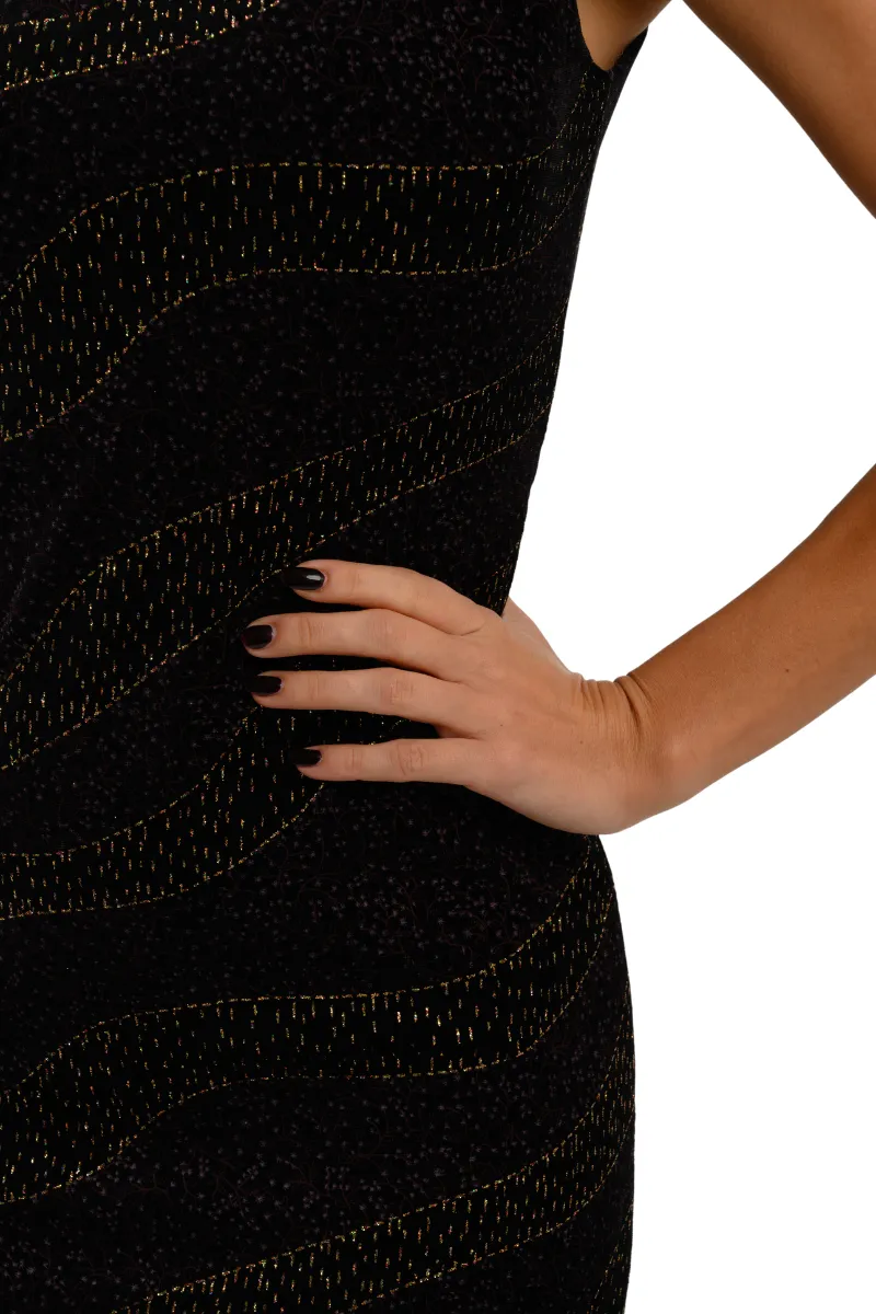 Sparkling Keyhole Back Black Velvet Fishtail Dress