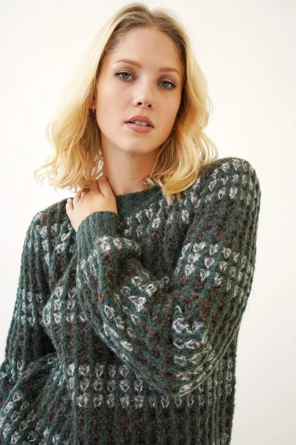 Strip Mock Neck Sweater