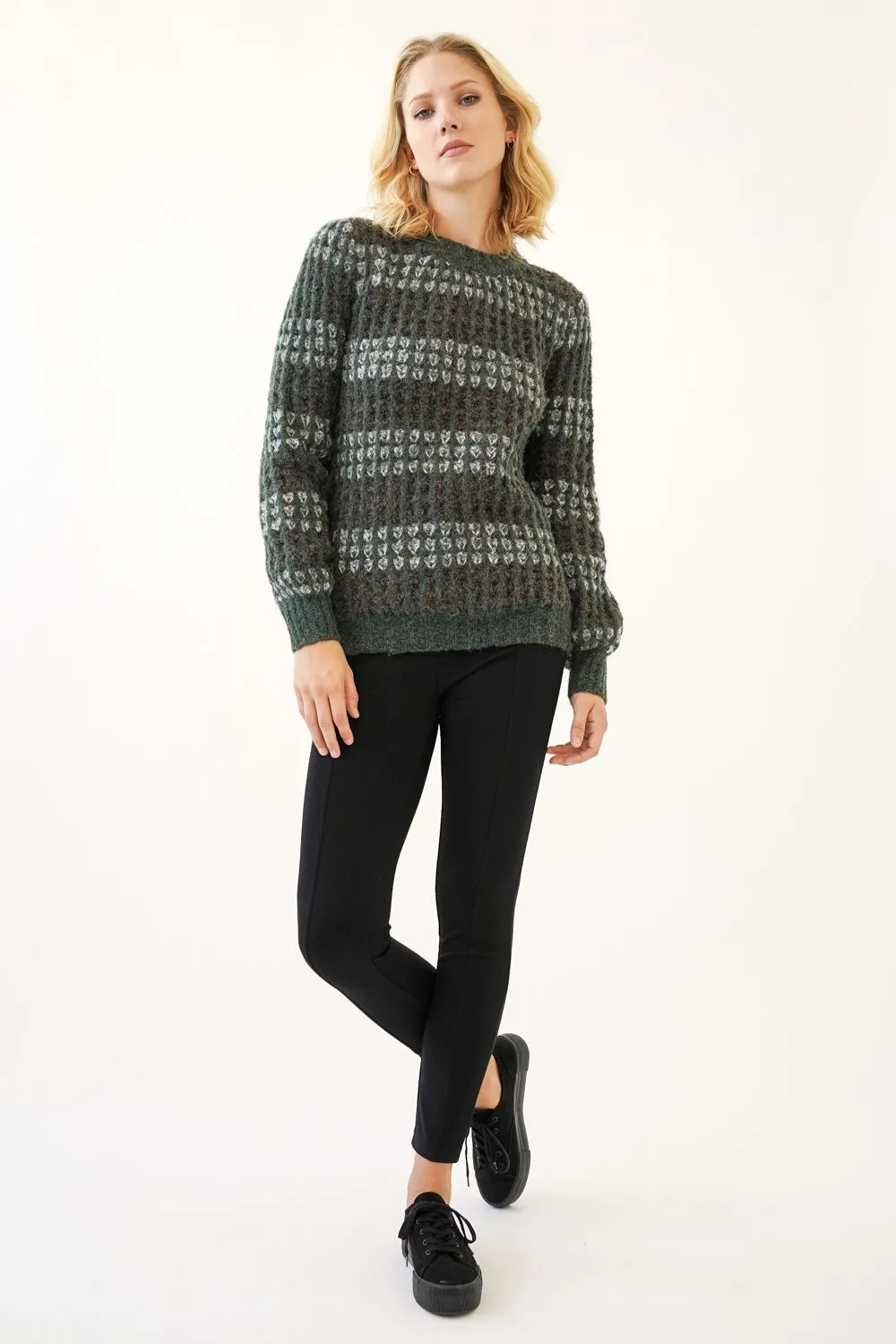 Strip Mock Neck Sweater