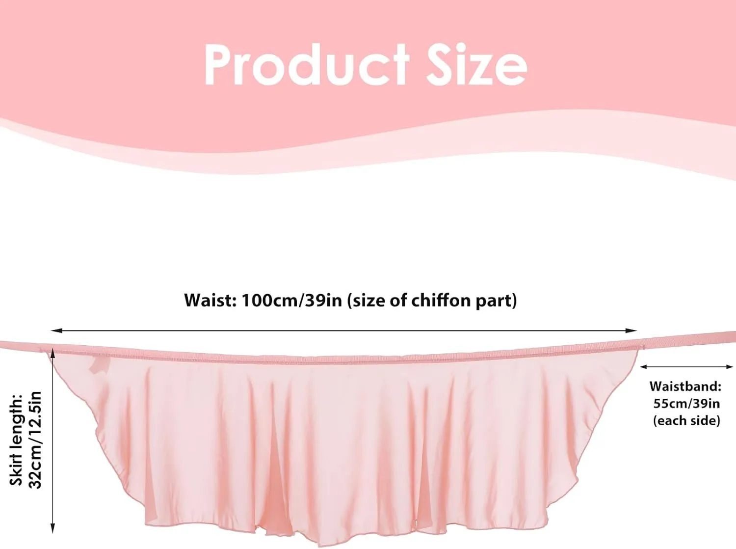 Women's Ballet Wrap Skirt Chiffon Dance Wrap Skirt with Adjustable Waist Tie Gymnastics Ballet Skirts for Women