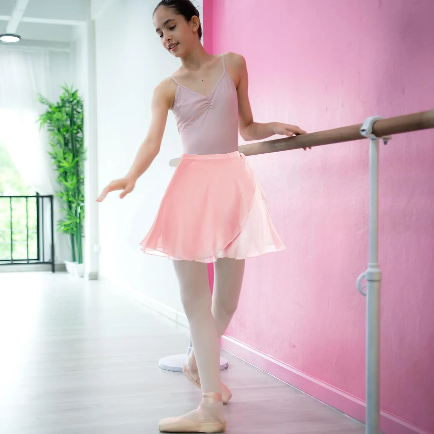 Women's Ballet Wrap Skirt Chiffon Dance Wrap Skirt with Adjustable Waist Tie Gymnastics Ballet Skirts for Women