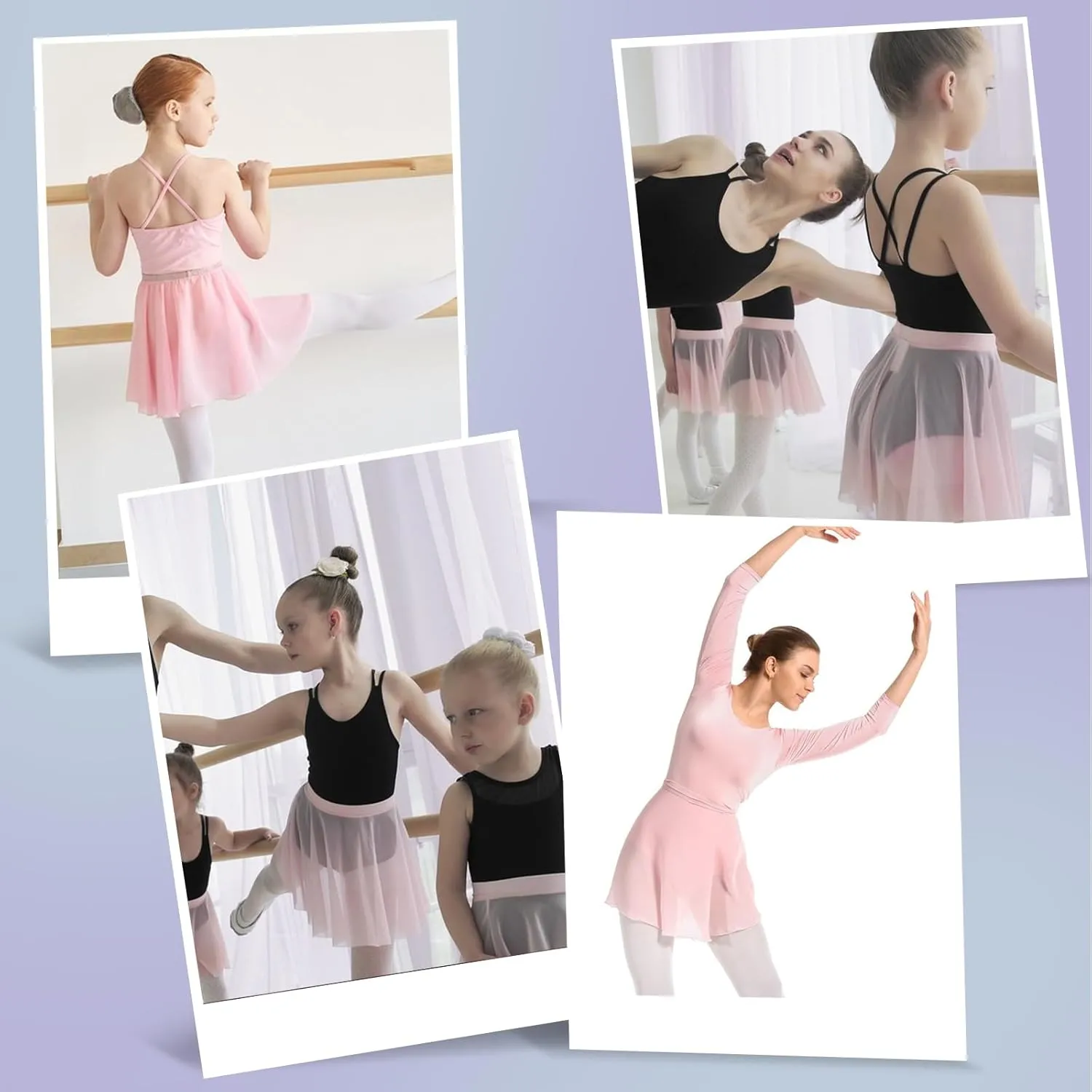 Women's Ballet Wrap Skirt Chiffon Dance Wrap Skirt with Adjustable Waist Tie Gymnastics Ballet Skirts for Women