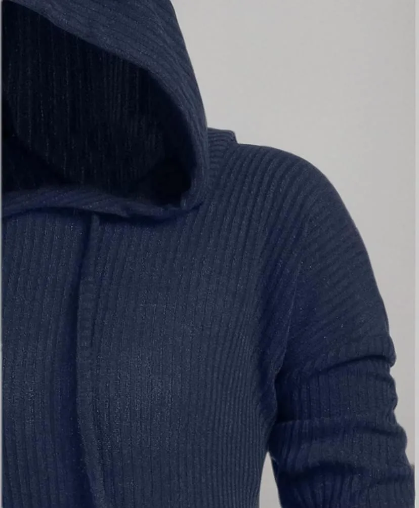 Women's Hooded High Low Drop Shoulder Longline Sweater