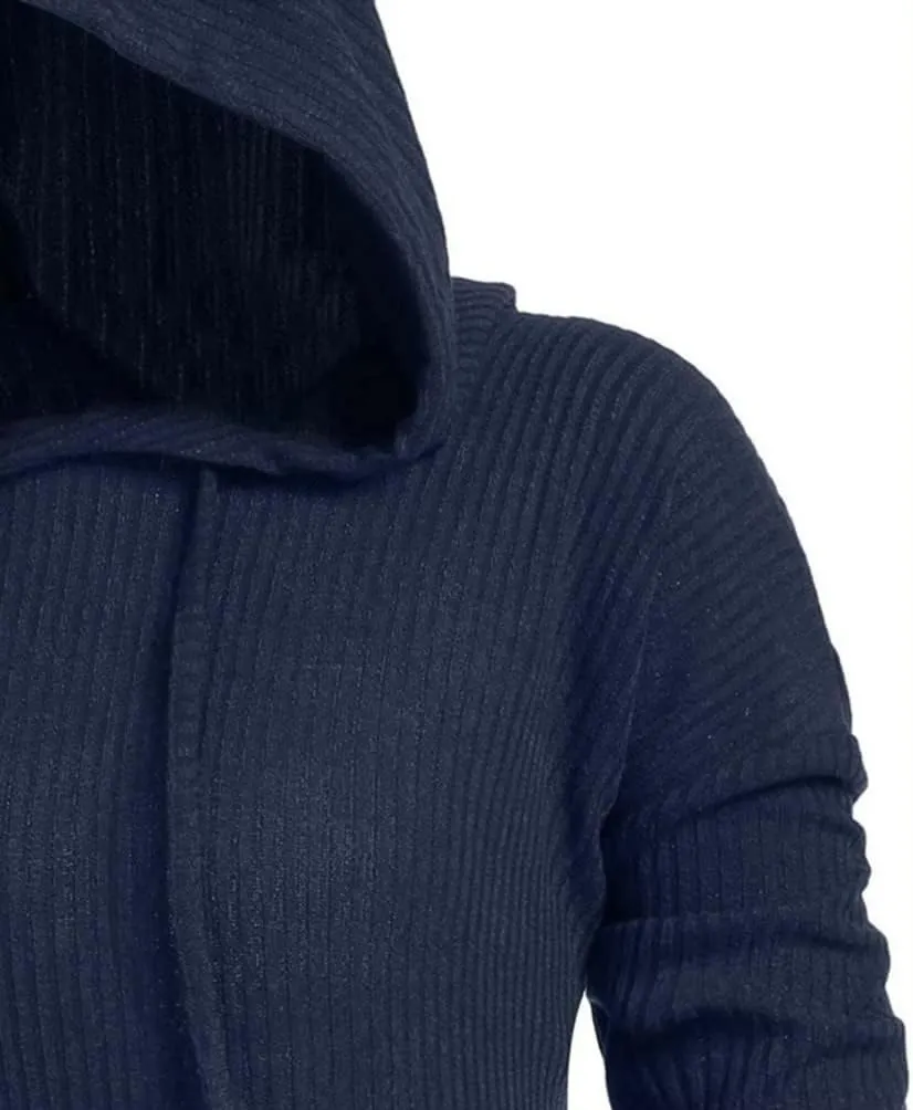 Women's Hooded High Low Drop Shoulder Longline Sweater