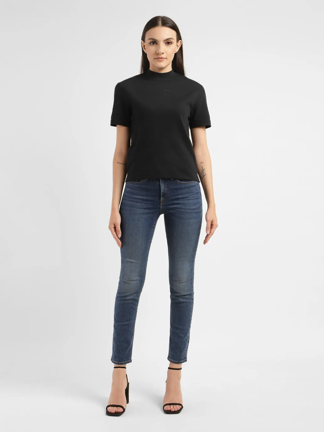 Women's Solid Mock Neck T-shirt