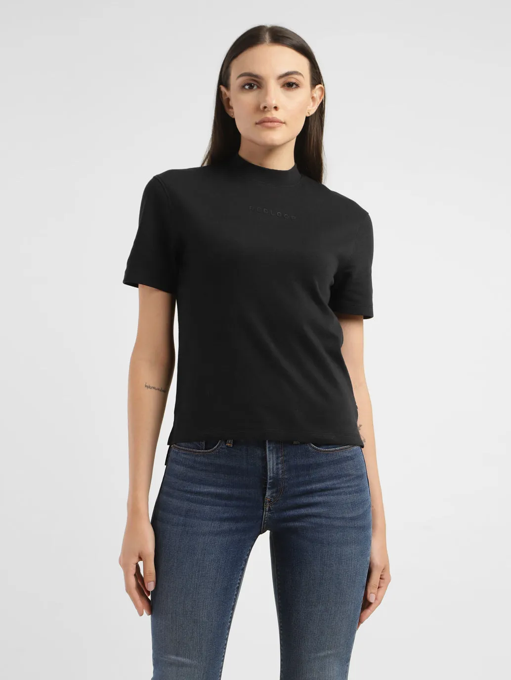 Women's Solid Mock Neck T-shirt