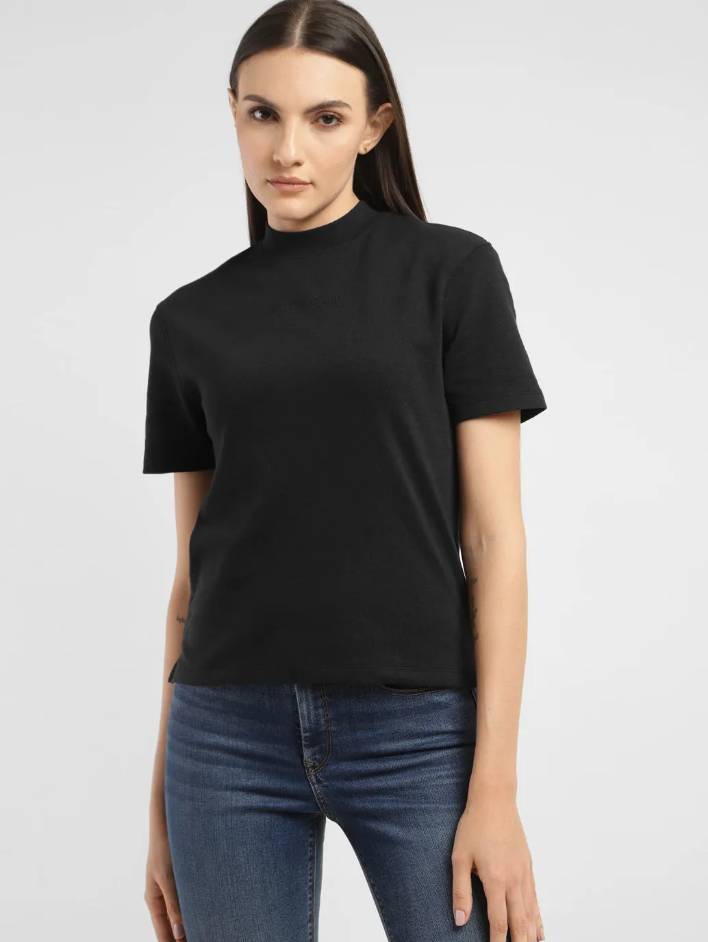 Women's Solid Mock Neck T-shirt